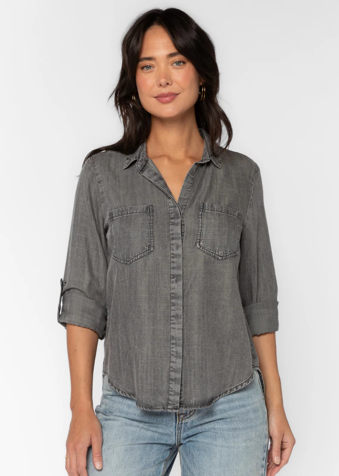 Reilly Roll Up Button Blouse