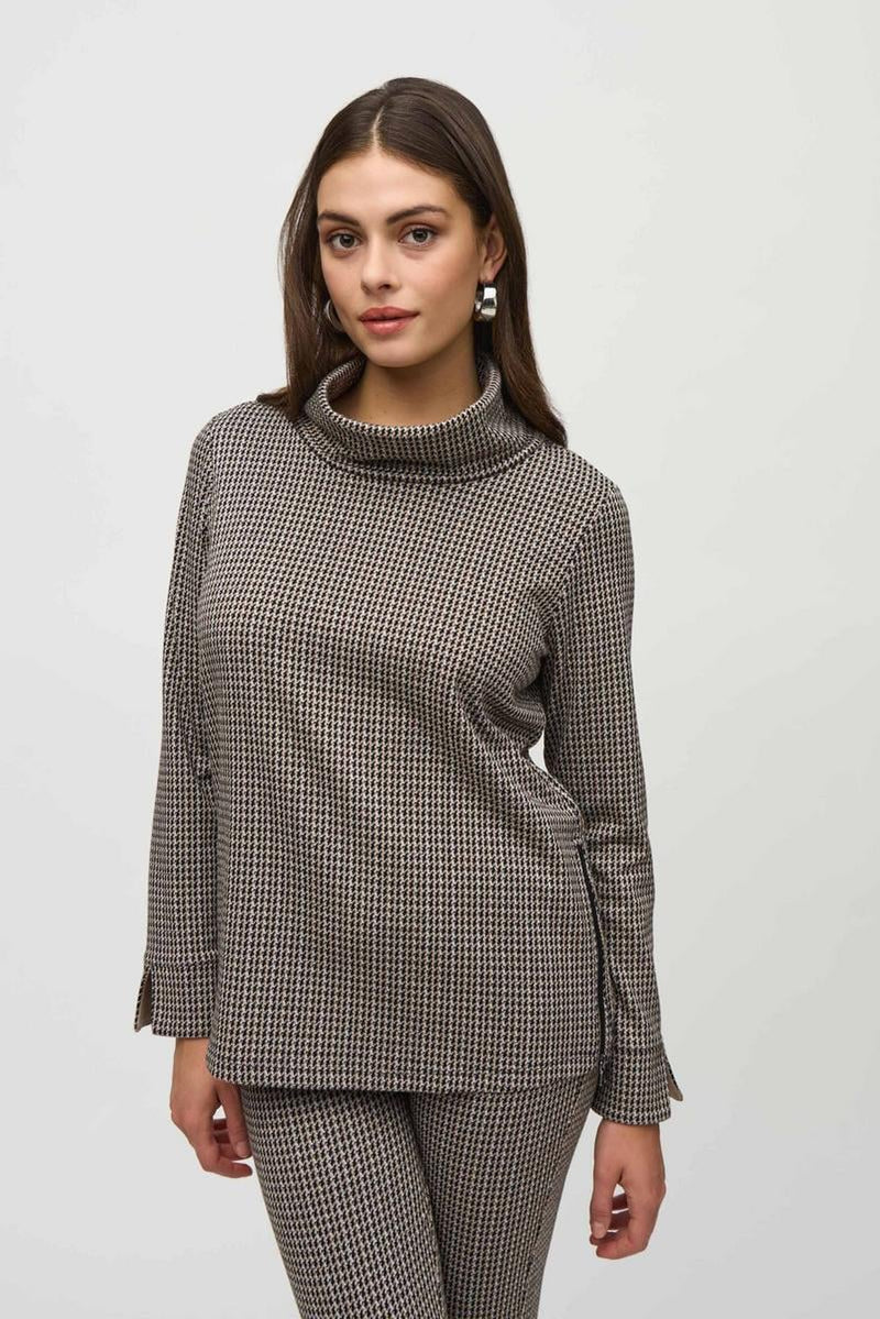 LDS Houndstooth Cowl Neck Top