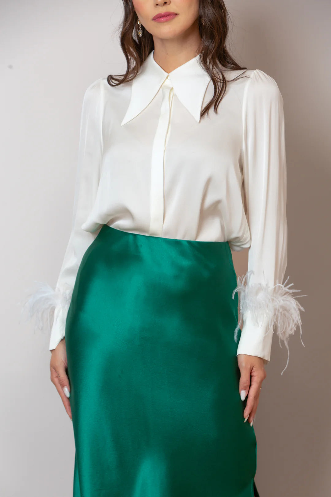 Silk Blouse W/ Feathers