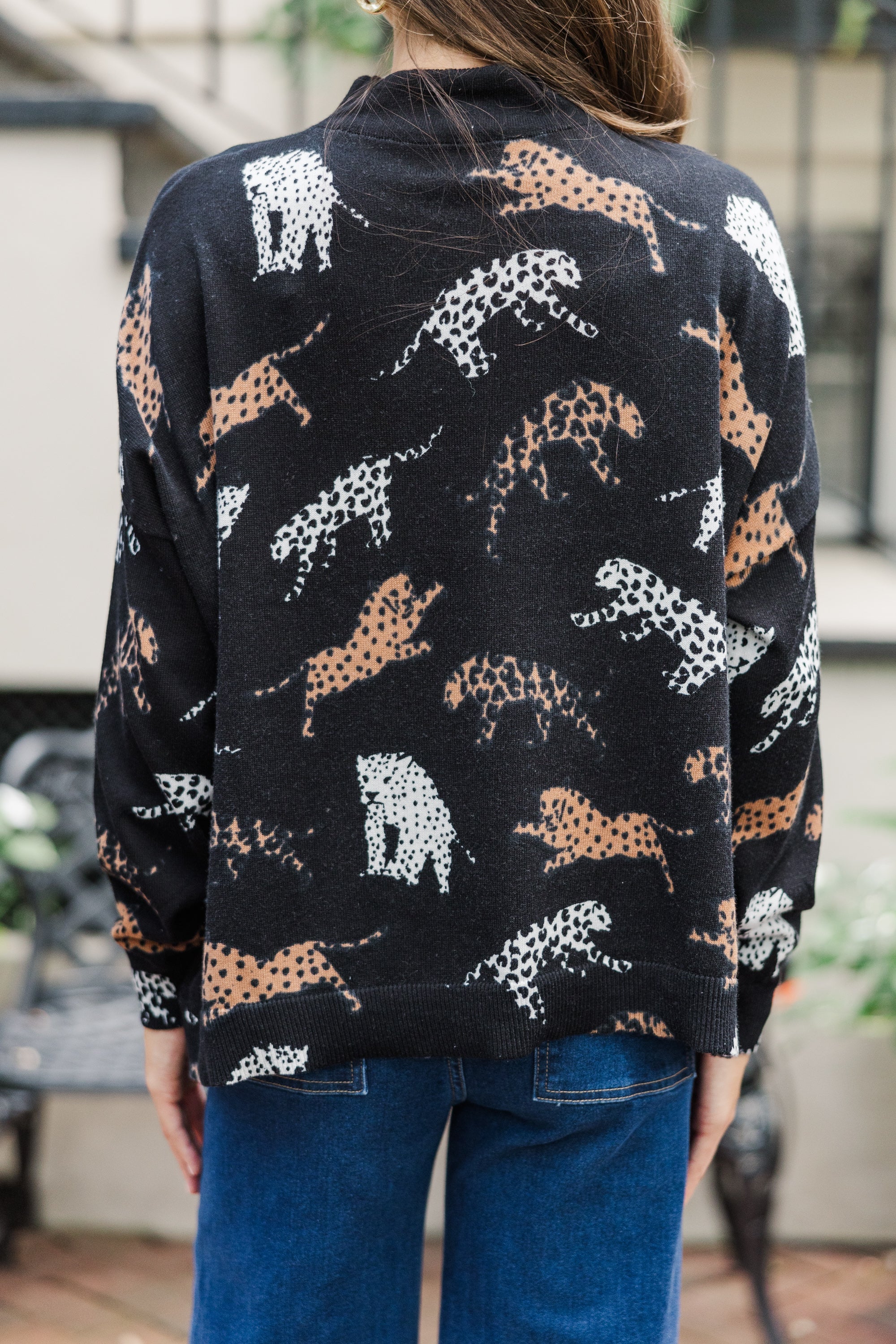 Francesca Animal Print Mock Sweater