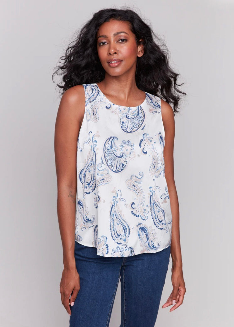 Keyhole Back Print Top