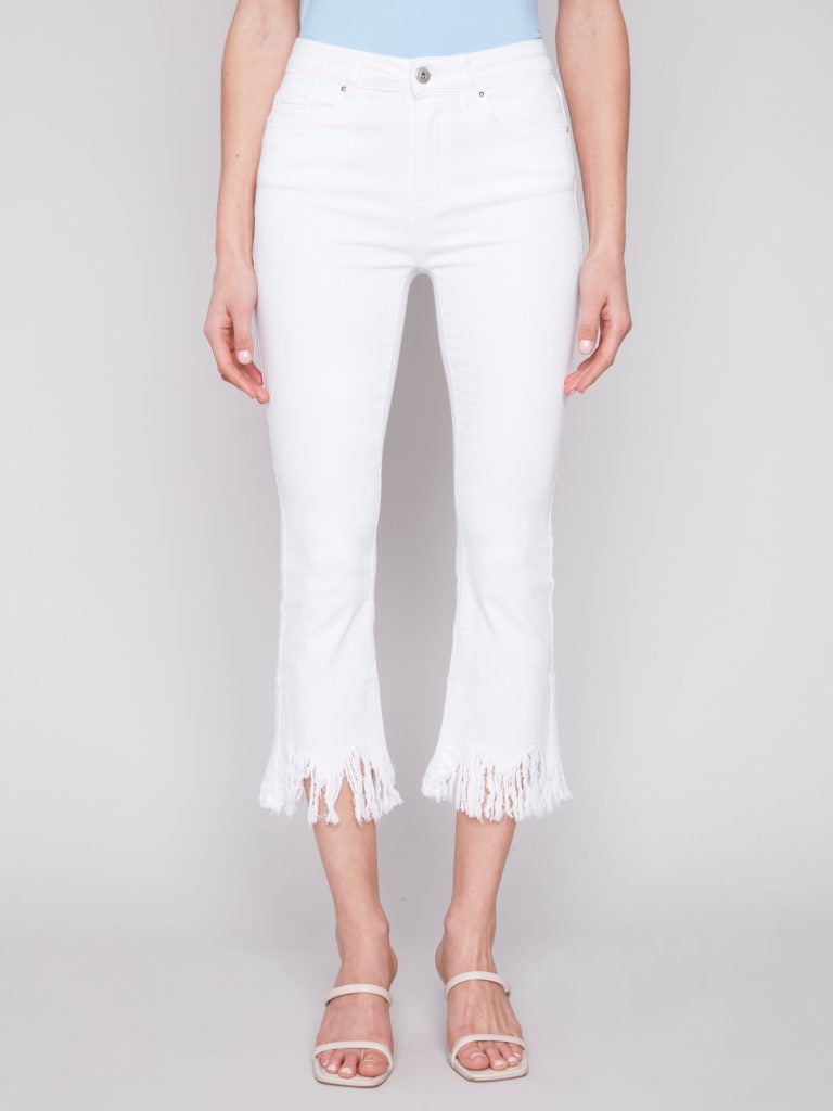 Blanc Twill Fringe Jeans