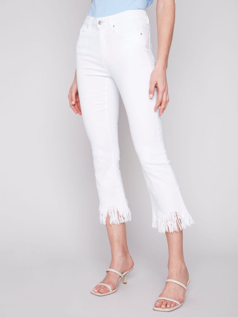 Blanc Twill Fringe Jeans