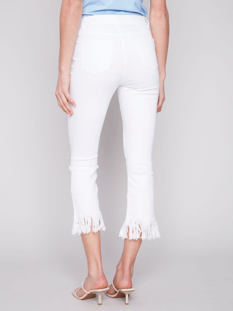 Blanc Twill Fringe Jeans