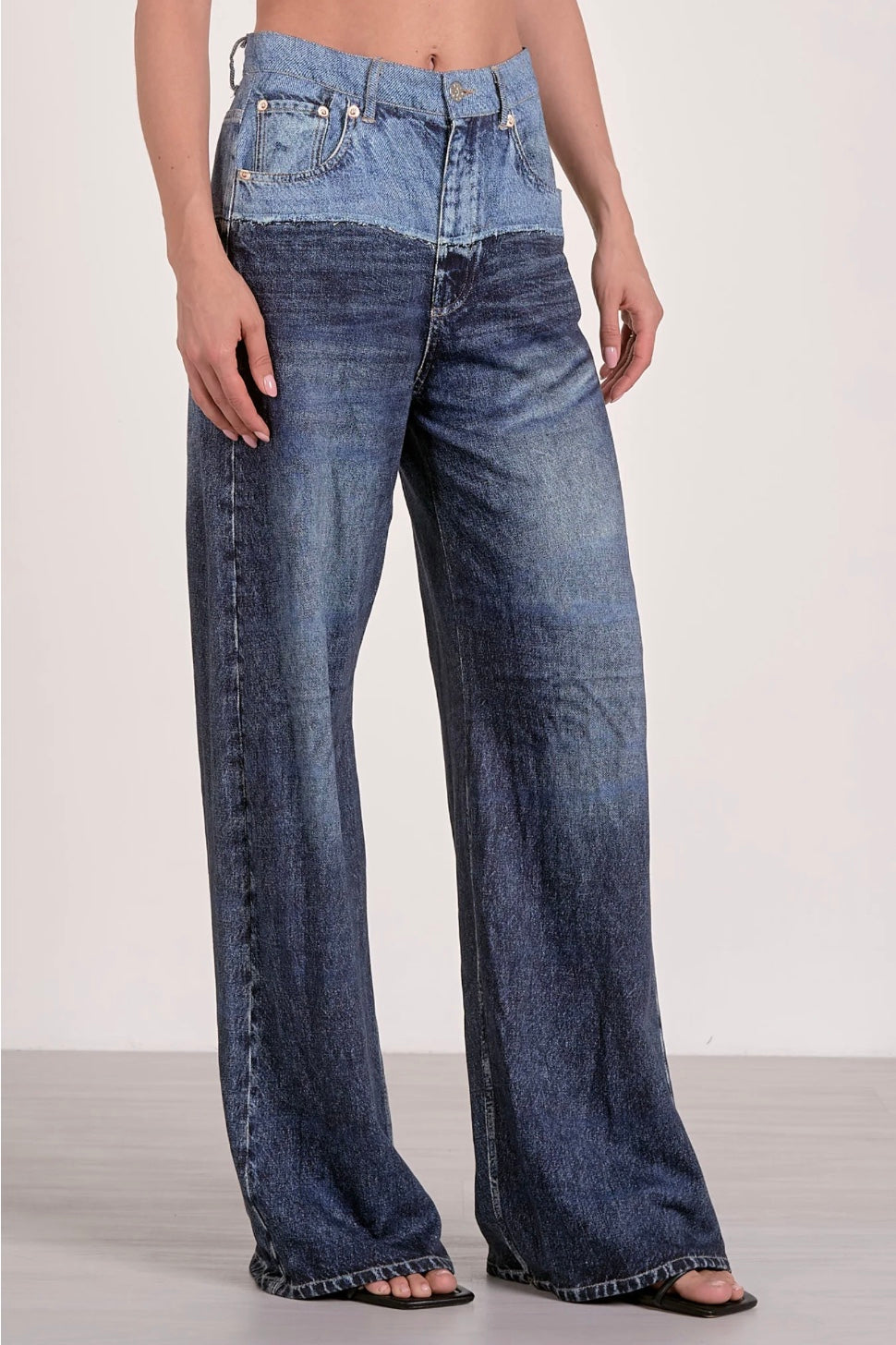 Denim 2-tone Wide Pants