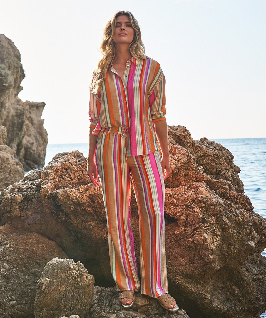 Multi Striped Wide Trousers