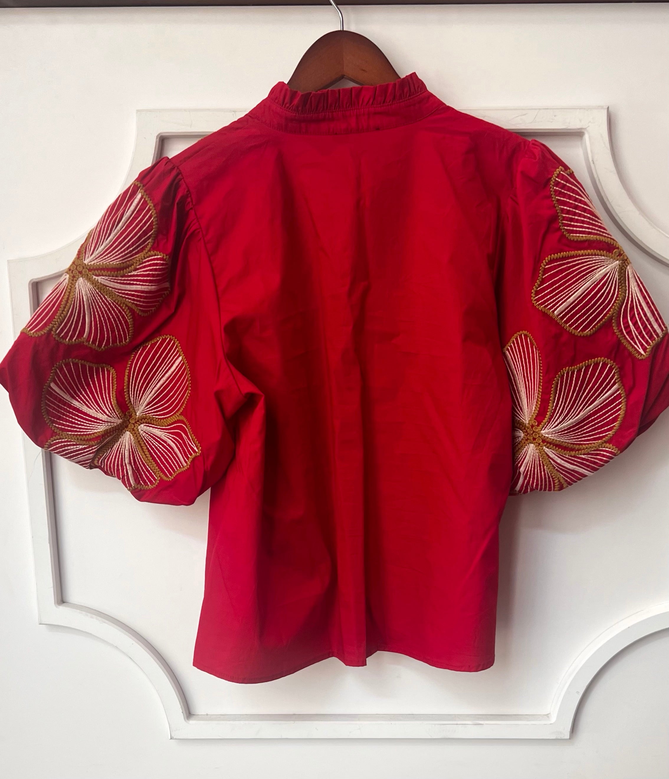 Malloy Embroidered Puff Sleeve Top