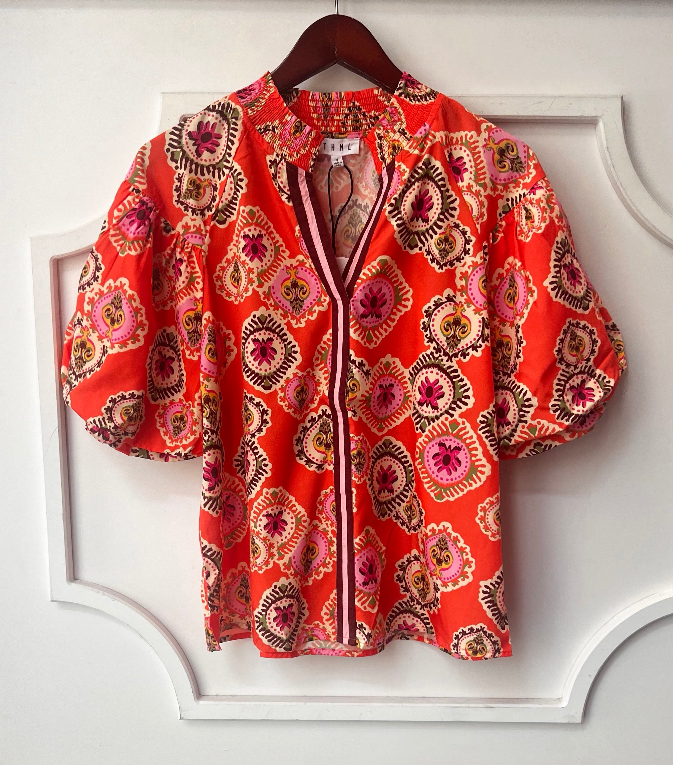 Puff Sleeve Print Top