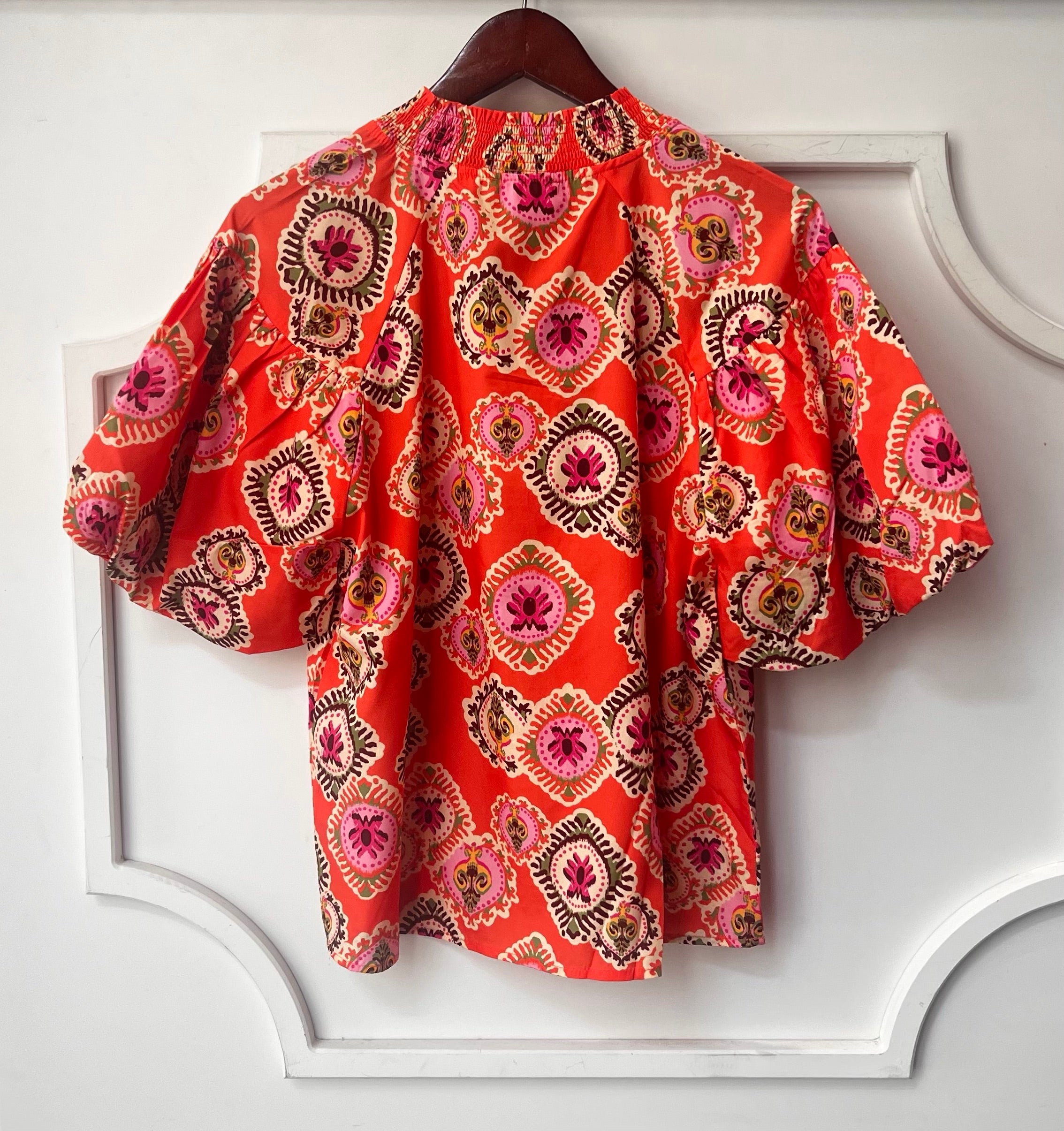 Puff Sleeve Print Top