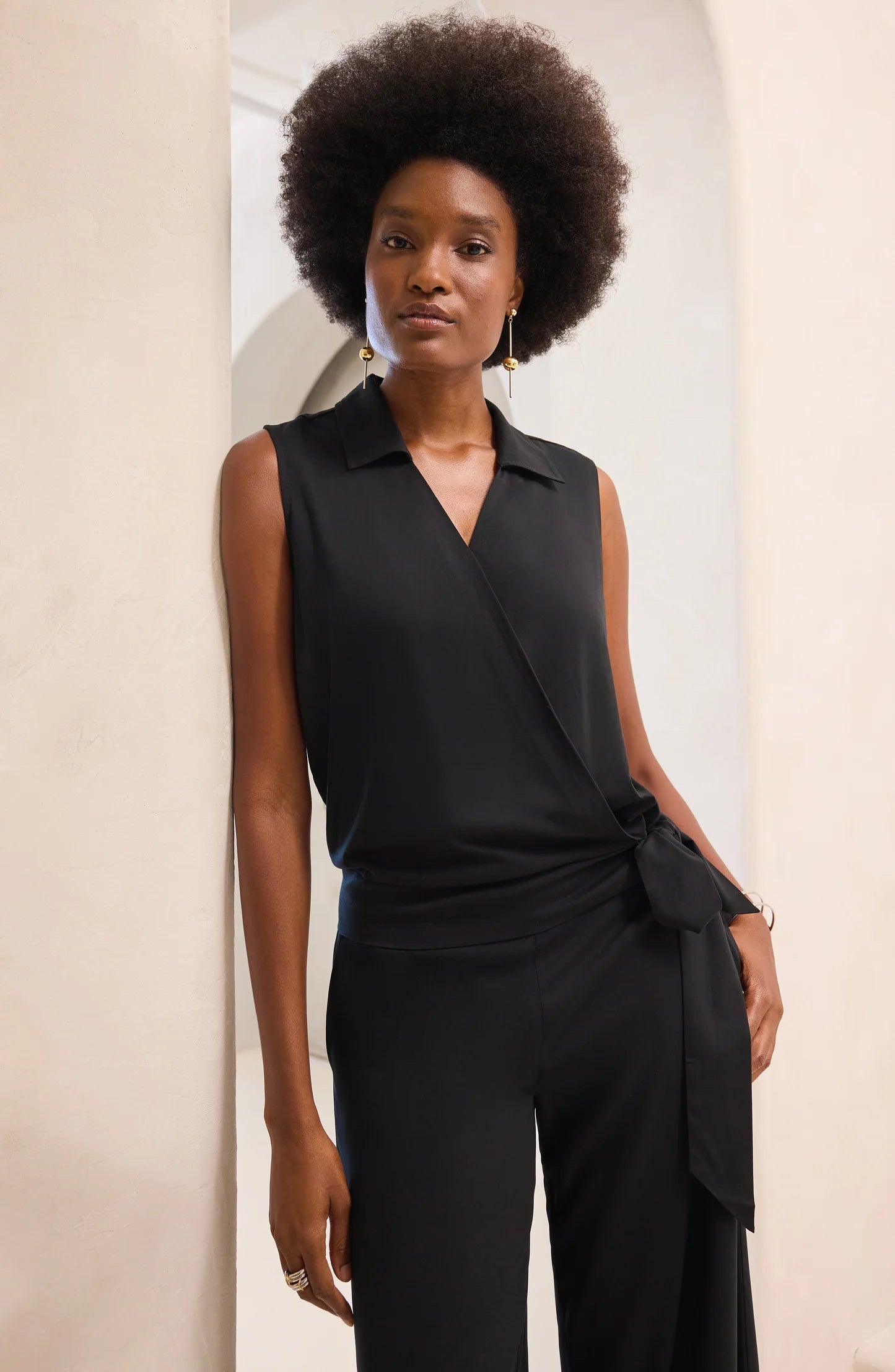 Surplice Top W/ Self Tie