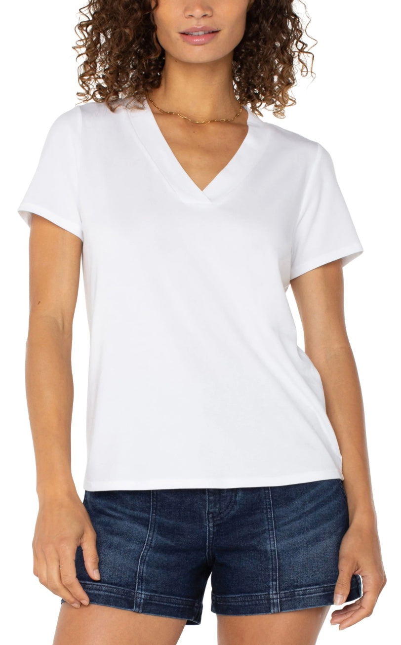 Deep V Knit Placket Tee