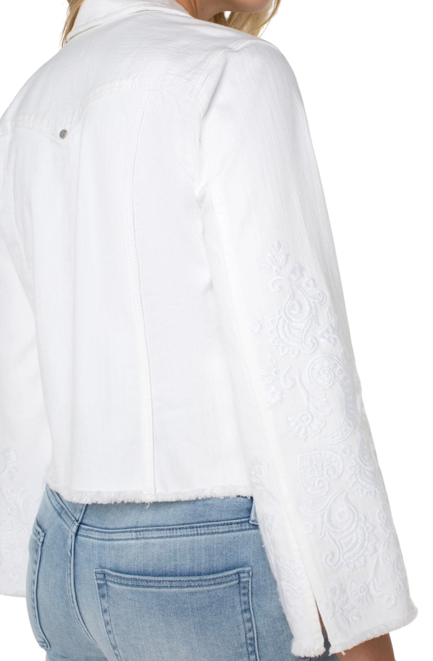 Wide Sleeve Frayed Jacket