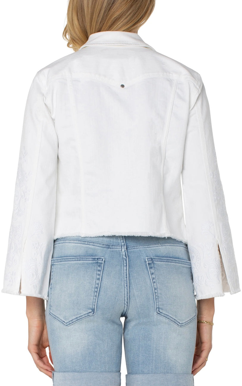 Wide Sleeve Frayed Jacket