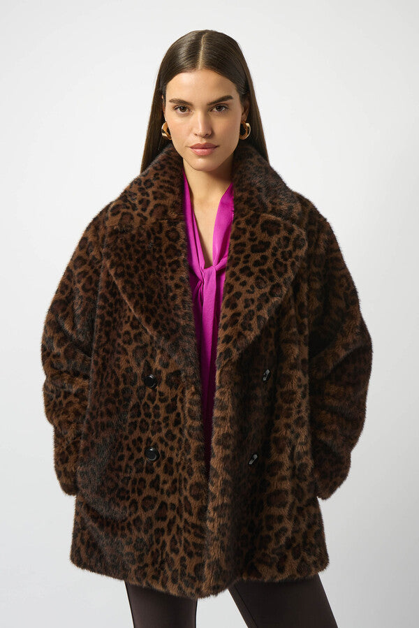 Double Breasted Leopard Print Coat