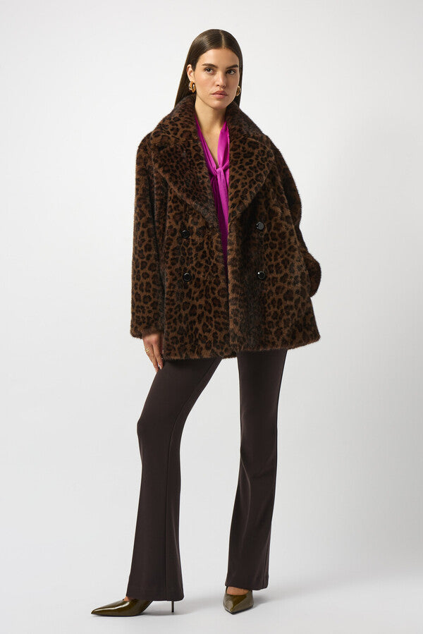 Double Breasted Leopard Print Coat
