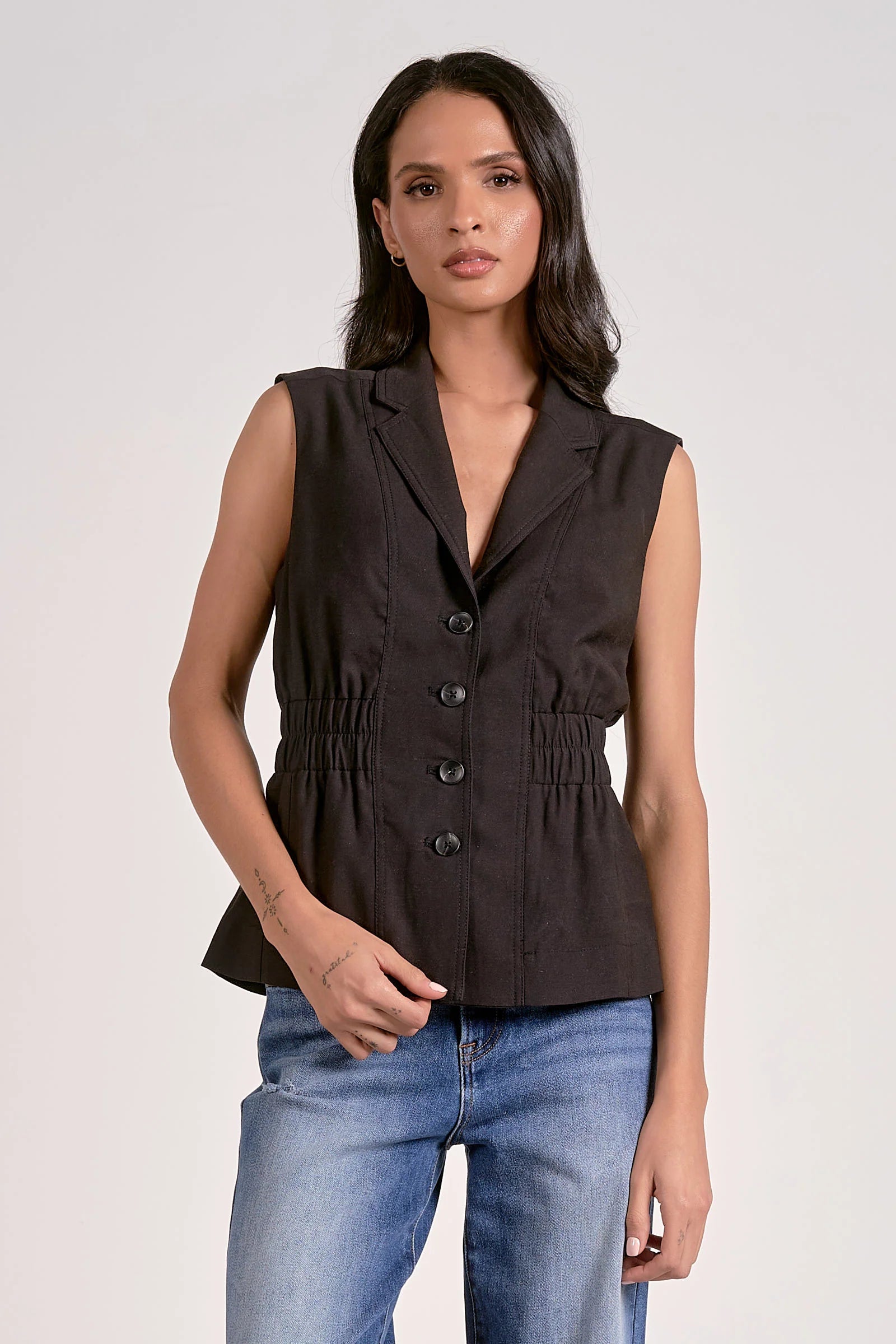 Cinched Waist Vest Jacket