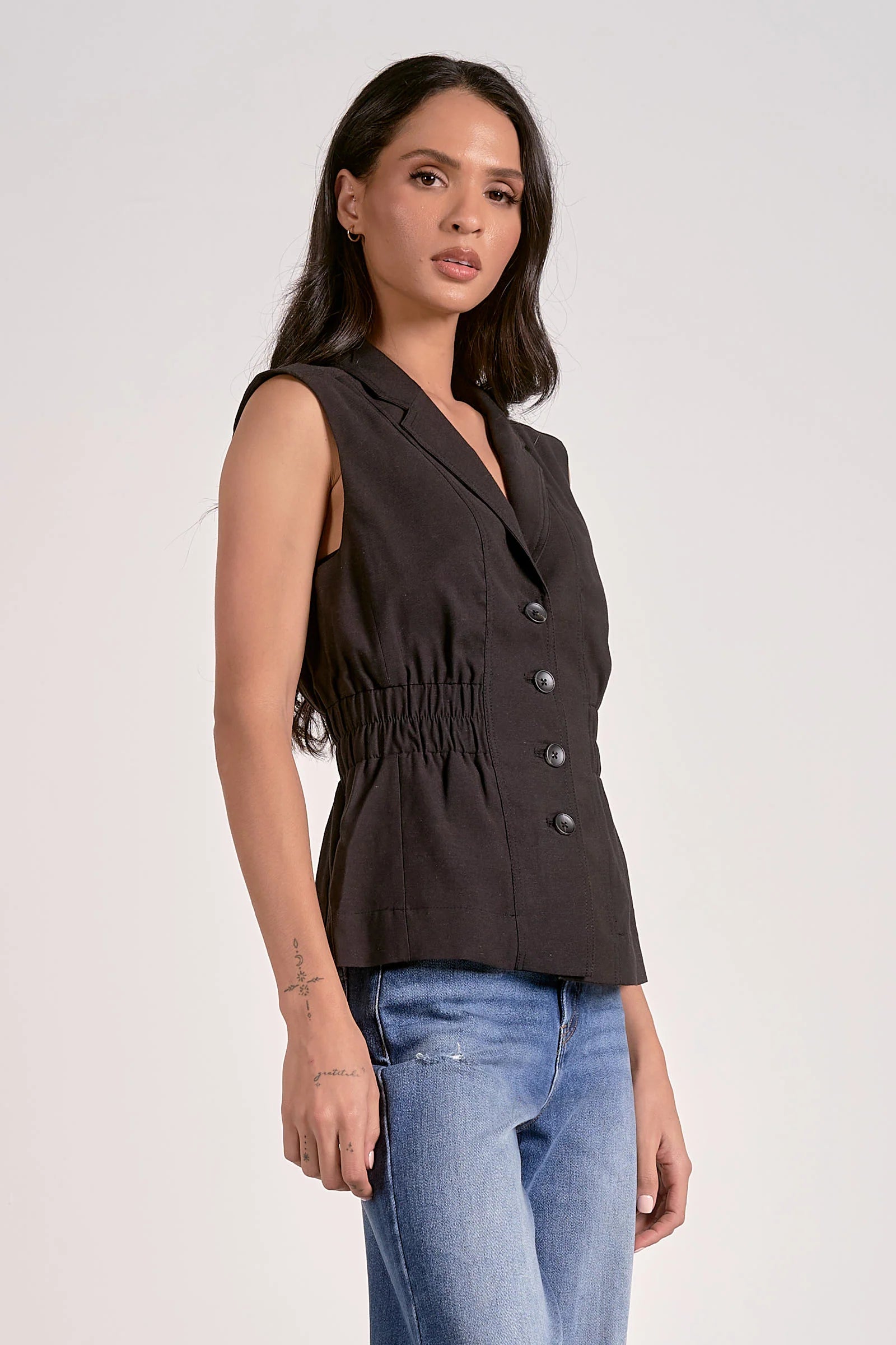 Cinched Waist Vest Jacket