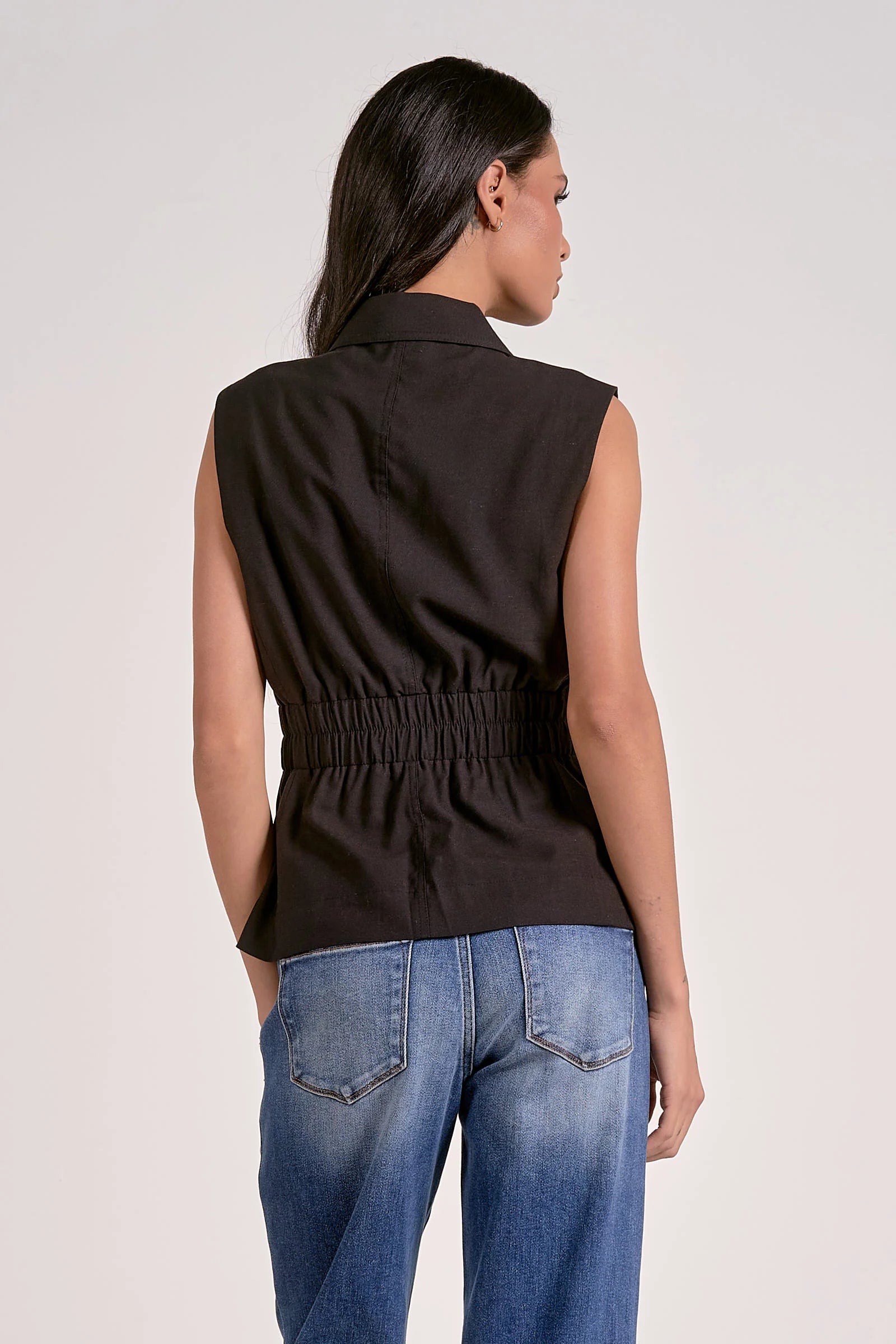 Cinched Waist Vest Jacket