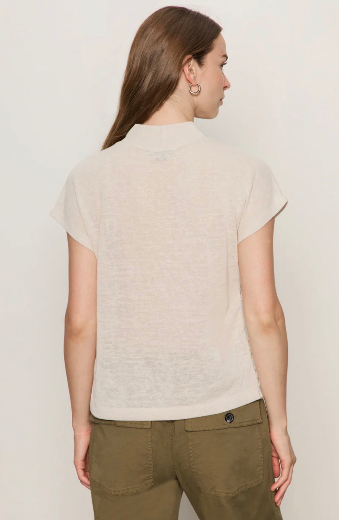Draped Sleeveless Mock Neck