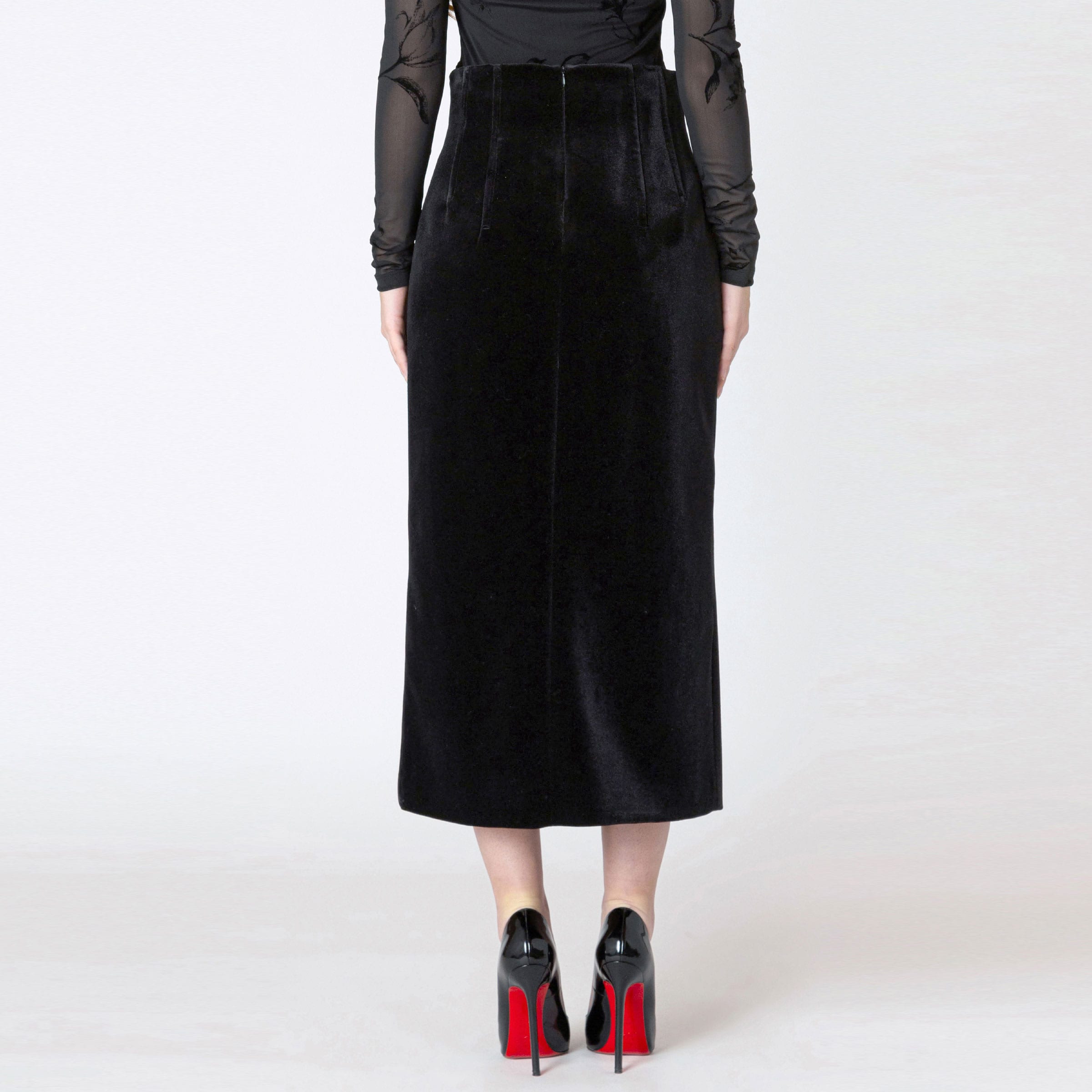 Velvety Button Skirt