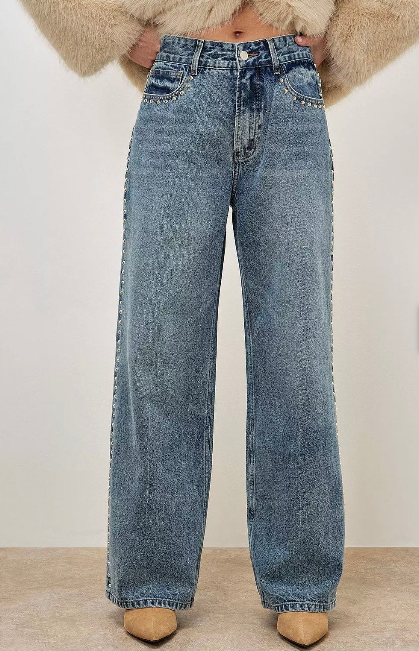 Stud Wide Leg Jean