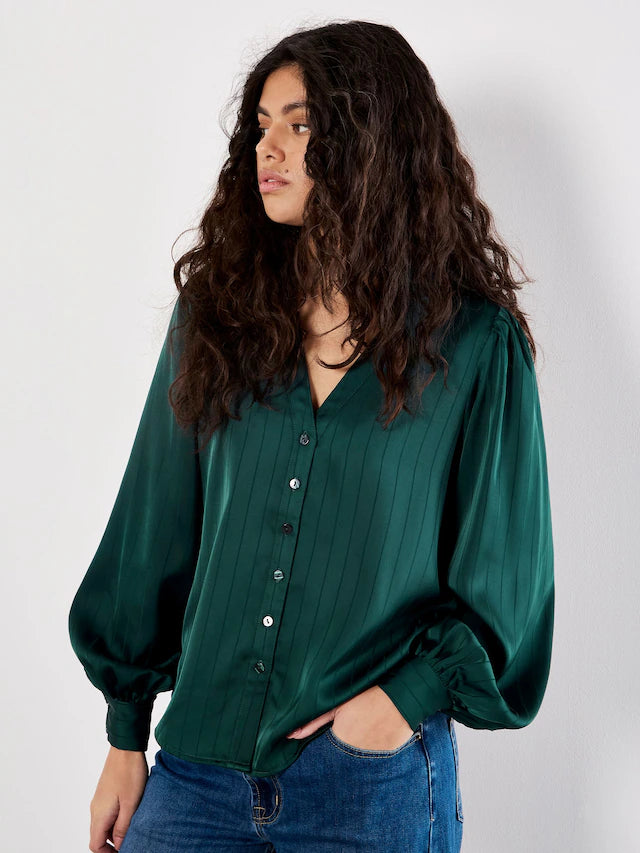 Satin Open Collar Blouse