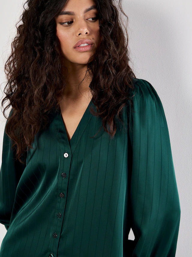 Satin Open Collar Blouse