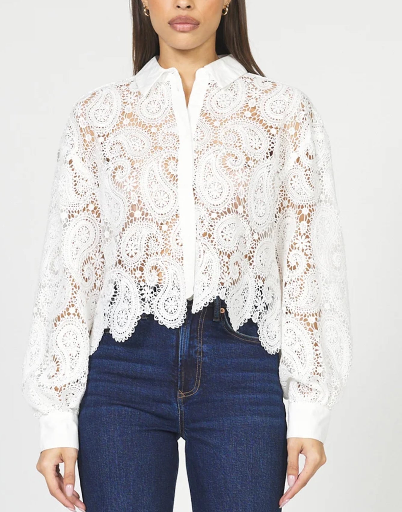 Suzette Lace Button Top