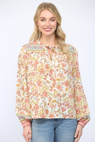Border Print Blouse