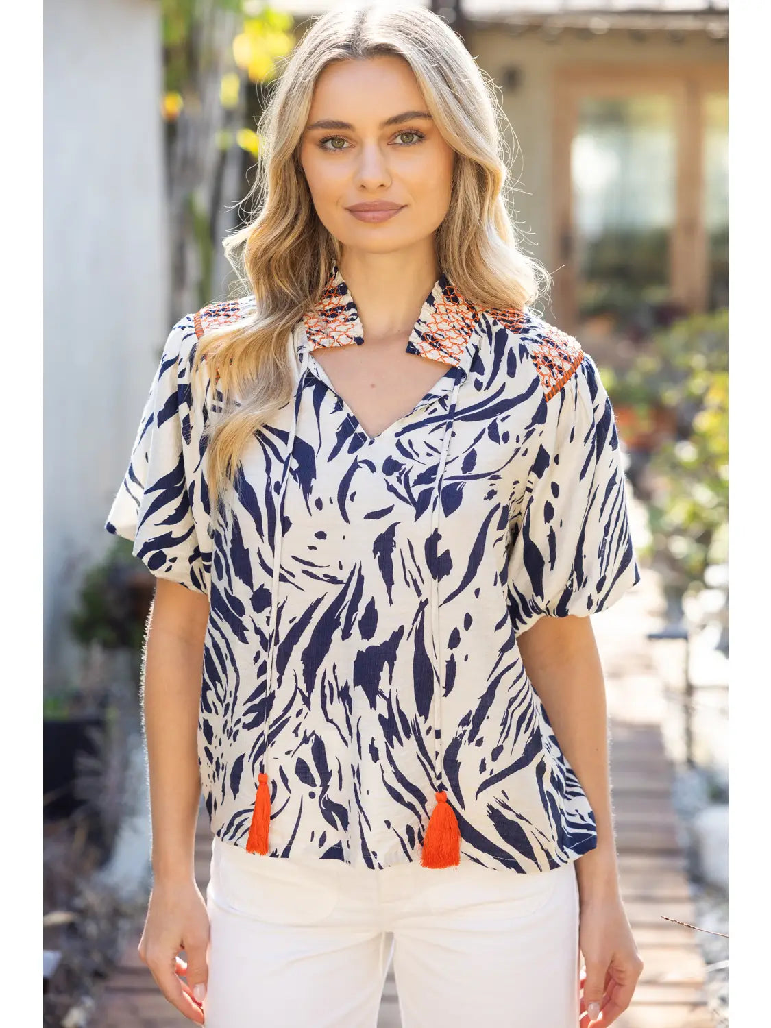 Smock Neck Detail Top