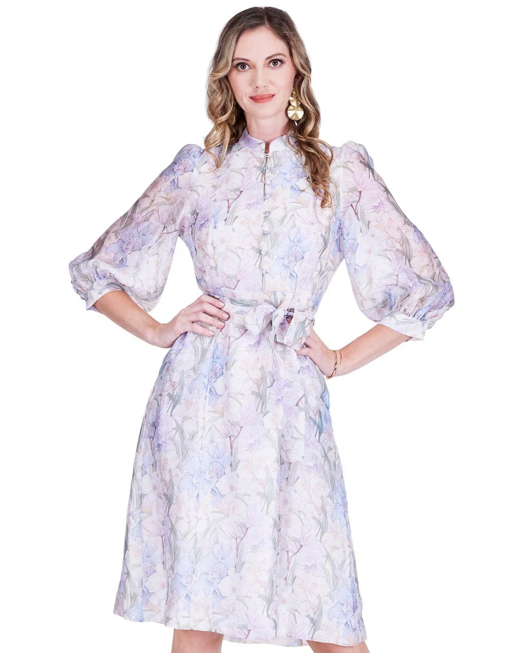 Stand Collar A-Line Dress