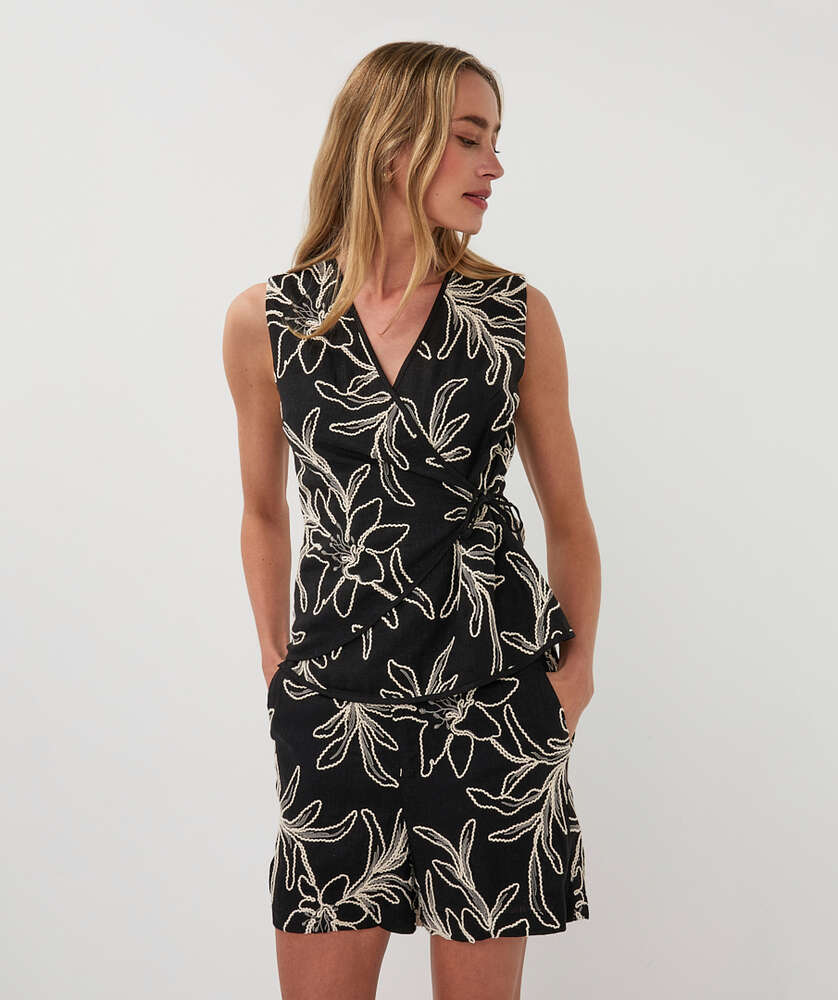 Nocturnal Bloom Wrap Top