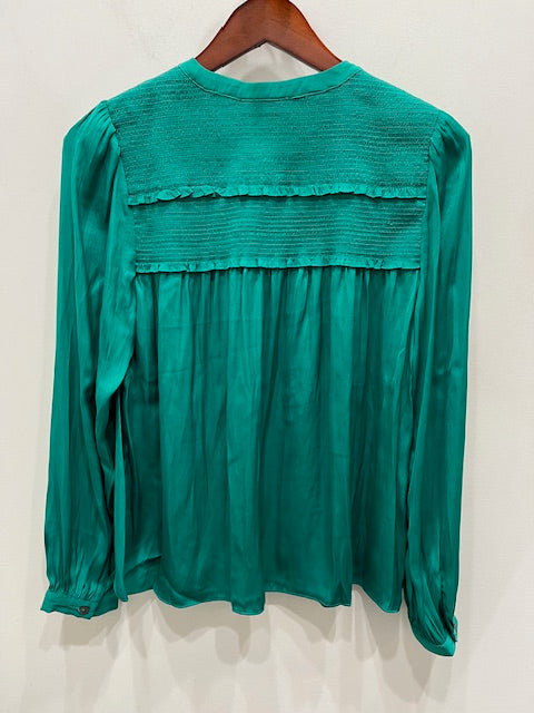 Long Sleeve Split Neck Blouse