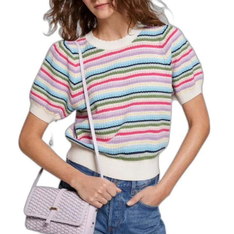 Short Sleeve Multi Knit Top