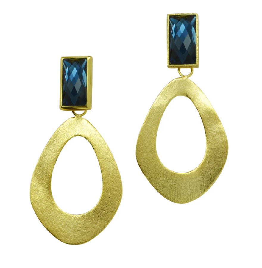 Zarah Rectangular Stone Earrings18kt Gold Plated Midnight One Size