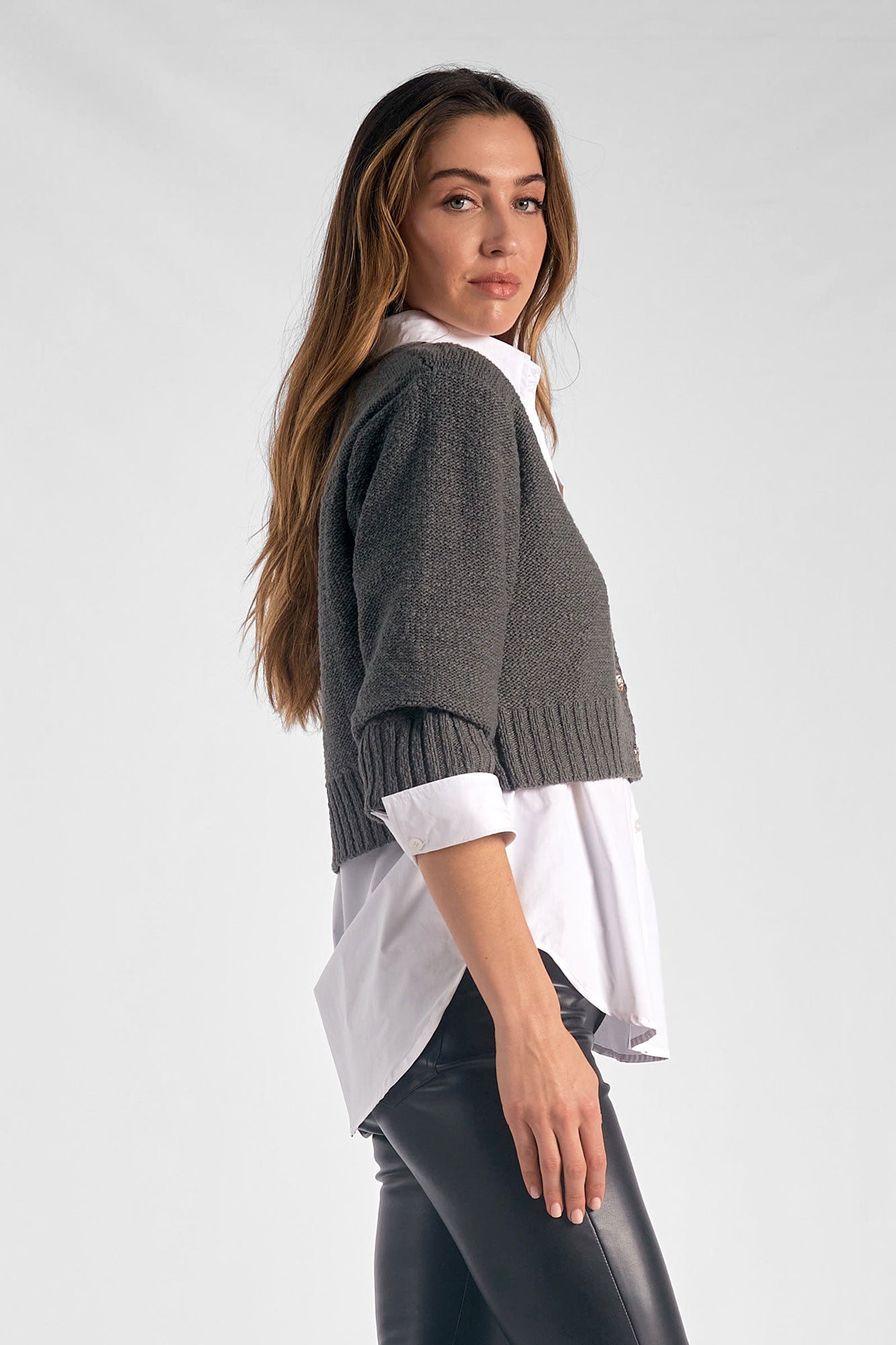 Mixed Media Cropped Sweater & Top