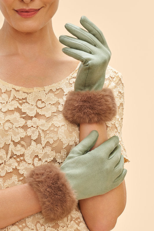 Bettina Faux Suede/Faux Fur Gloves