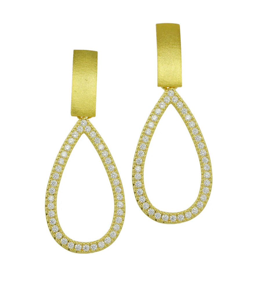 Chillon Drop Earring w/CZ18kt Gold PlatedOne Size