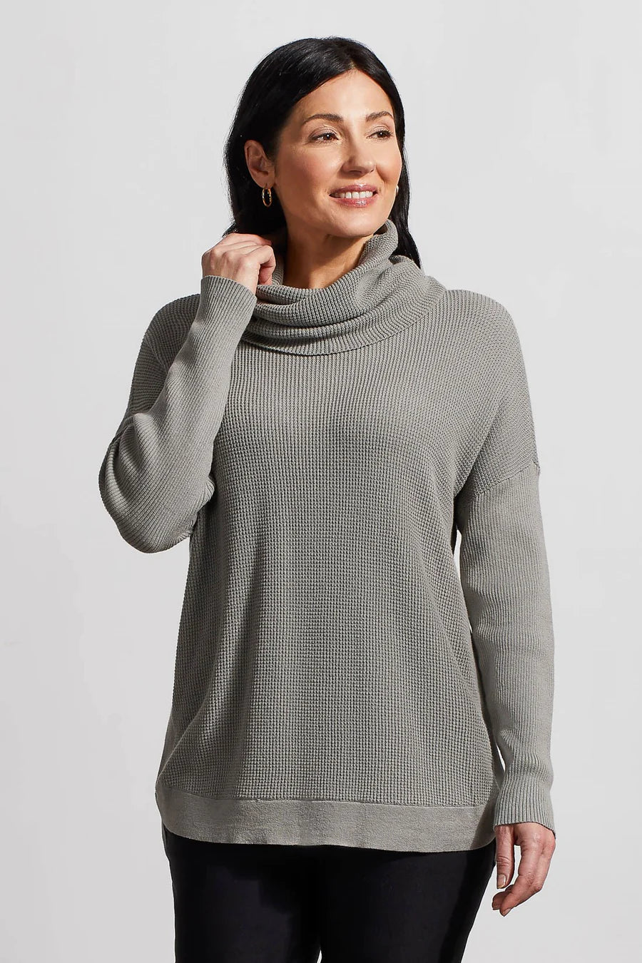 L/S Cowl Neck Sweater Forest Fog