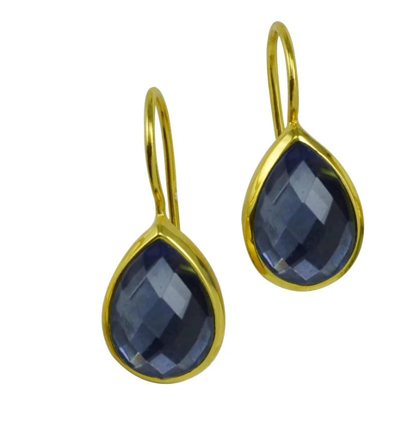 Petra Drop Stone Earring18kt Gold Plated Midnight BlueOne Size